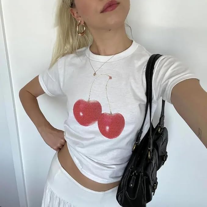 Baby Tees Y2k Shirt 2000s Fashion Cute Shirts 90s Outfit Woman Graphic Tees Y2k Vintage Clothes