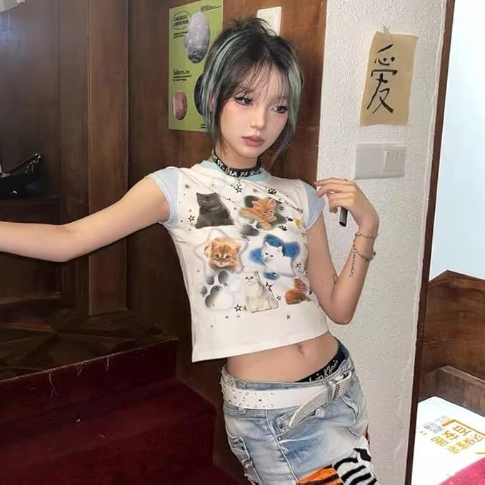 Baby Tees Women Graphic Tops Y2K Grunge Clothes