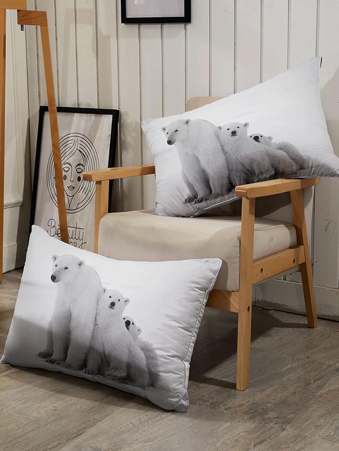 Bedding Comforter Set Polar Bear White Bear Printed Pattern Quilt Bedding Set with 1 Comforter and 2 Pillowcases for Girls and Boys Bedroom All Season(Polar Bear Queen)