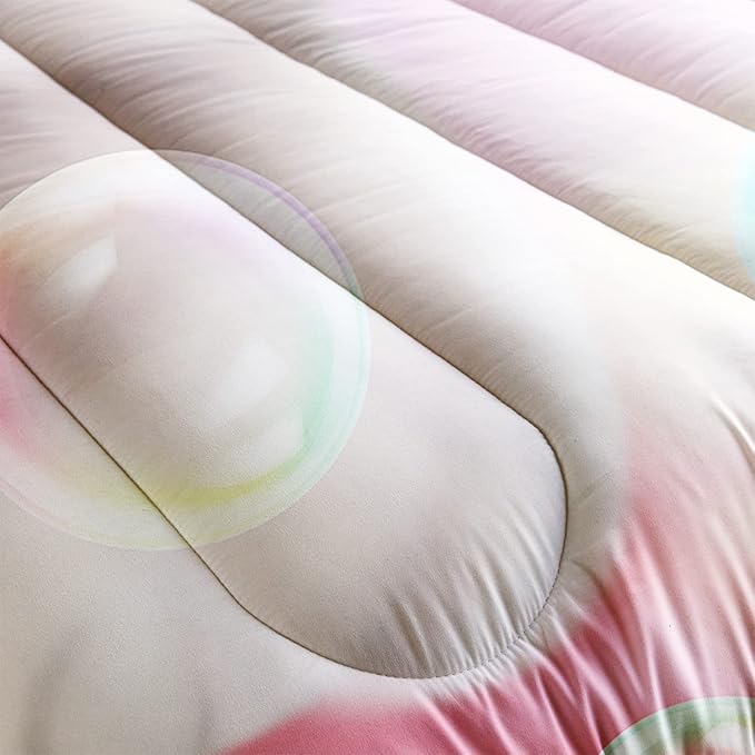 AILONEN Kawaii Cat Comforter Set Twin Size, Bubble Lovely Hairy Cat Bedding for Kids Girl and Toddler,Soft and Lightweight 3Pcs (1 Comforter + 2 Pillowcases) Pink