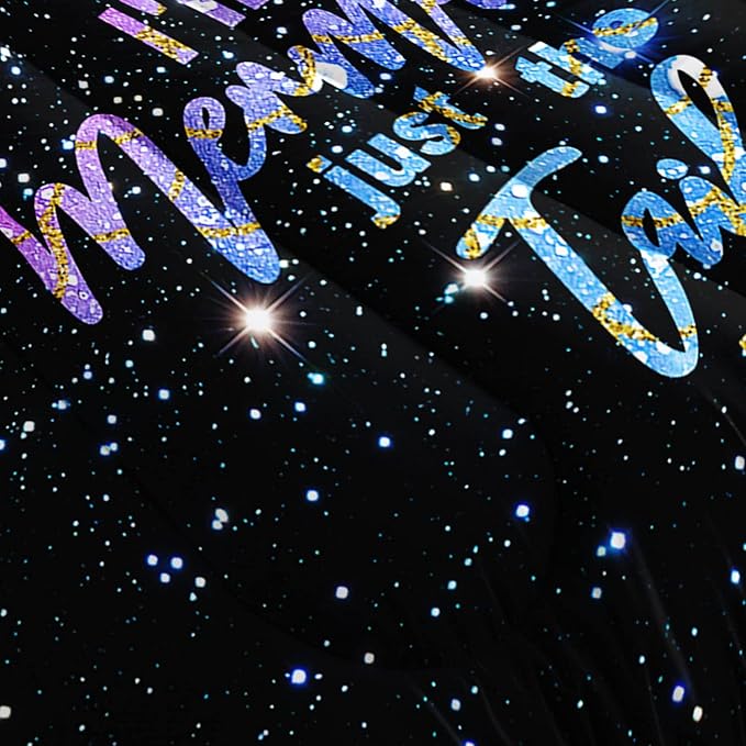 Bedding Comforter Set Black Starry Sky Mermaid Printed Pattern Quilt with 1 and 2 Pillowcases for Girls Bedroom All Season(Black Queen) Queen 90x90inches