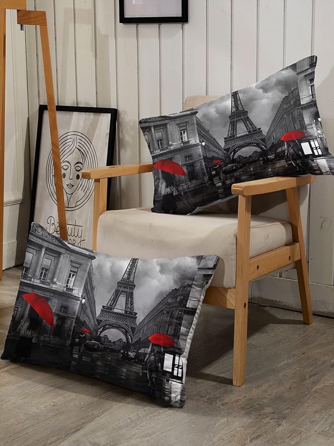 Bedding Comforter Set Paris Street Scenery Eiffel Tower Printed Pattern Quilt Bedding Set with 1 Comforter and 2 Pillowcases for Girls and Boys Bedroom All Season(Paris Queen)