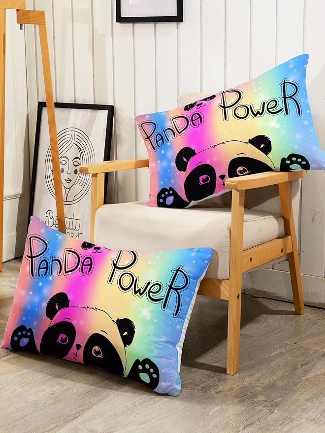 Bedding Comforter Set Rainbow Kawaii Cute Panda Printed Pattern with 1 and 2 Pillowcases for Girls Bedroom All Season(Panda Twin) Twin 68x86inches