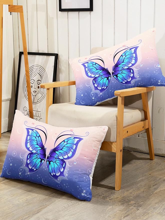 Bedding Comforter Set Pink Purple Butterfly Printed Pattern Quilt with 1 and 2 Pillowcases for Girls Bedroom All Season(Butterfly Twin) Twin 68x86inches