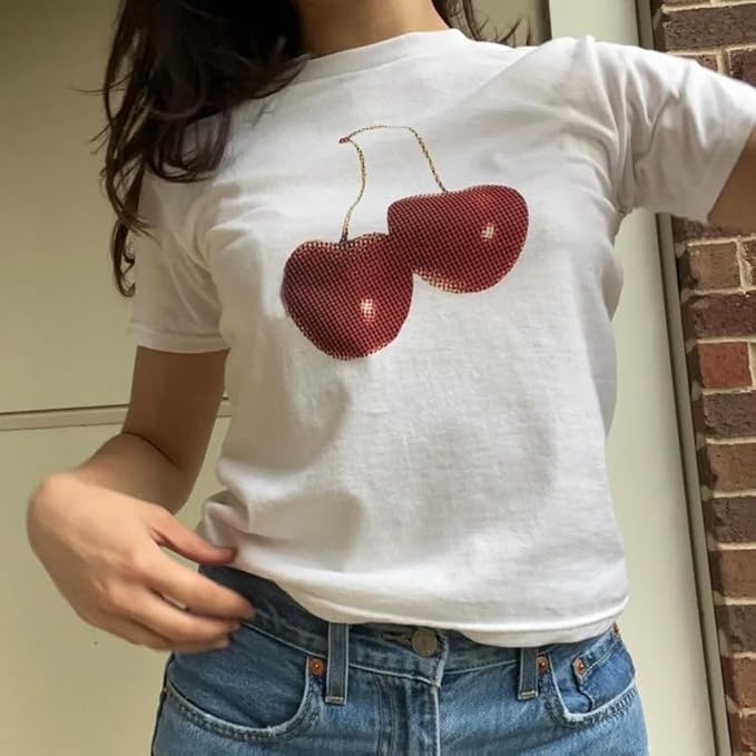 Baby Tees Y2k Shirt 2000s Fashion Cute Shirts 90s Outfit Woman Graphic Tees Y2k Vintage Clothes