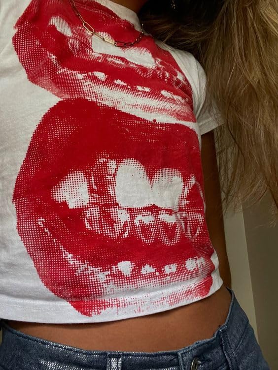 Baby Tees Y2k Shirt 2000s Fashion Cute Shirts 90s Outfit Woman Graphic Tees Y2k Vintage Clothes