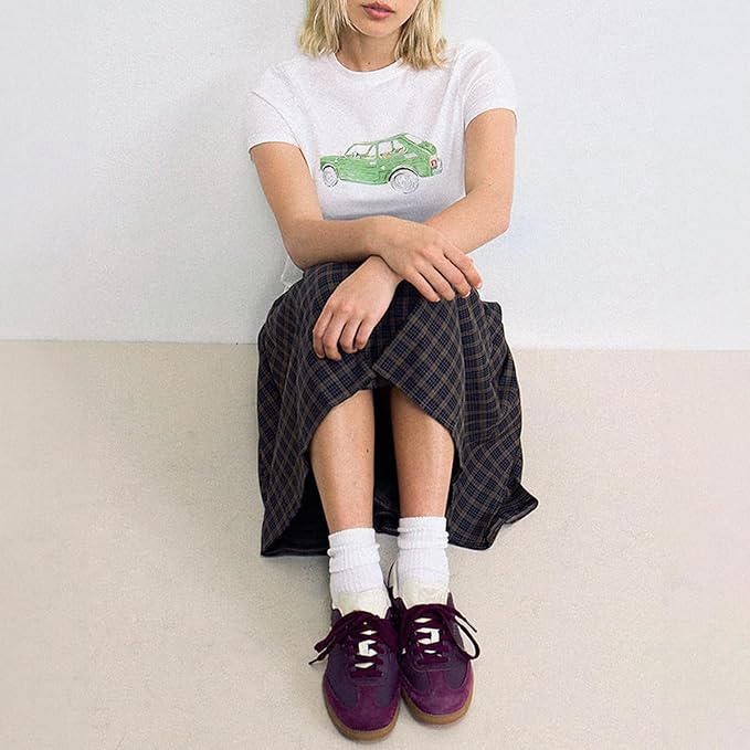 Y2k Womens Graphic Baby Tee Slim Fit Short Sleeve Crop Tops Funny Letter Animal Print Shirts 90s 2000s Streetwear